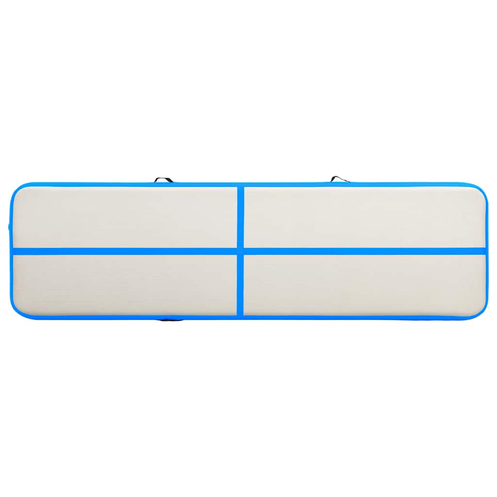 oppustelig gymnastikmåtte m. pumpe 800x100x15 cm PVC blå