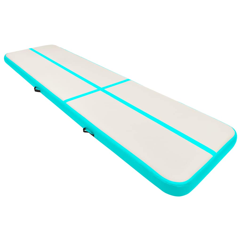 oppustelig gymnastikmåtte m. pumpe 800x100x15 cm PVC grøn