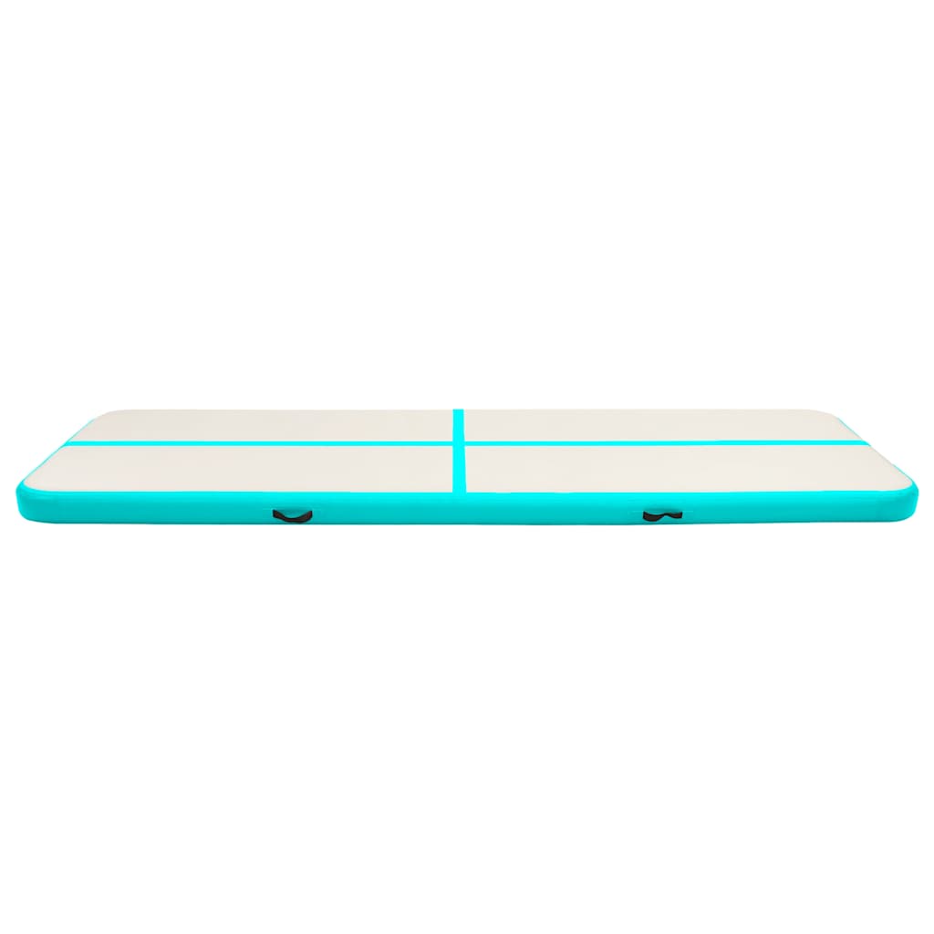 oppustelig gymnastikmåtte m. pumpe 800x100x15 cm PVC grøn