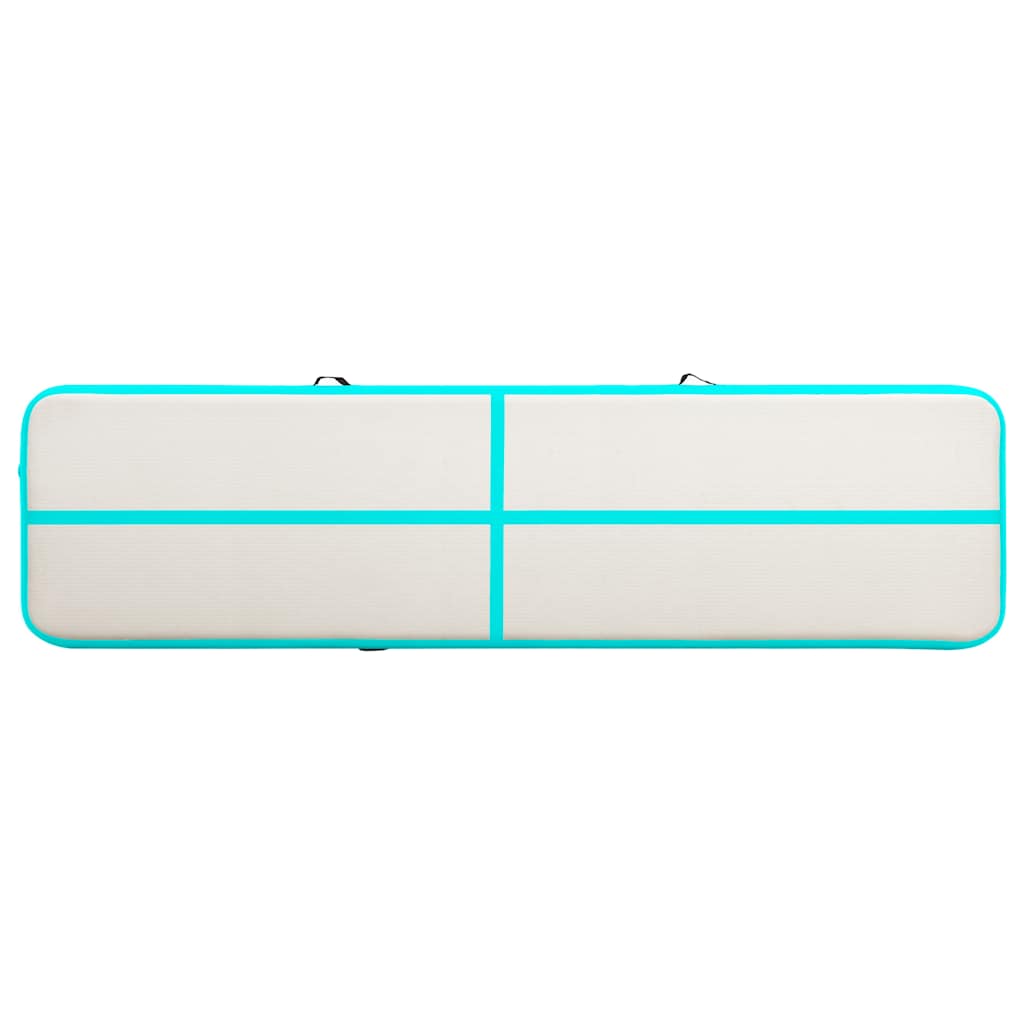 oppustelig gymnastikmåtte m. pumpe 800x100x15 cm PVC grøn