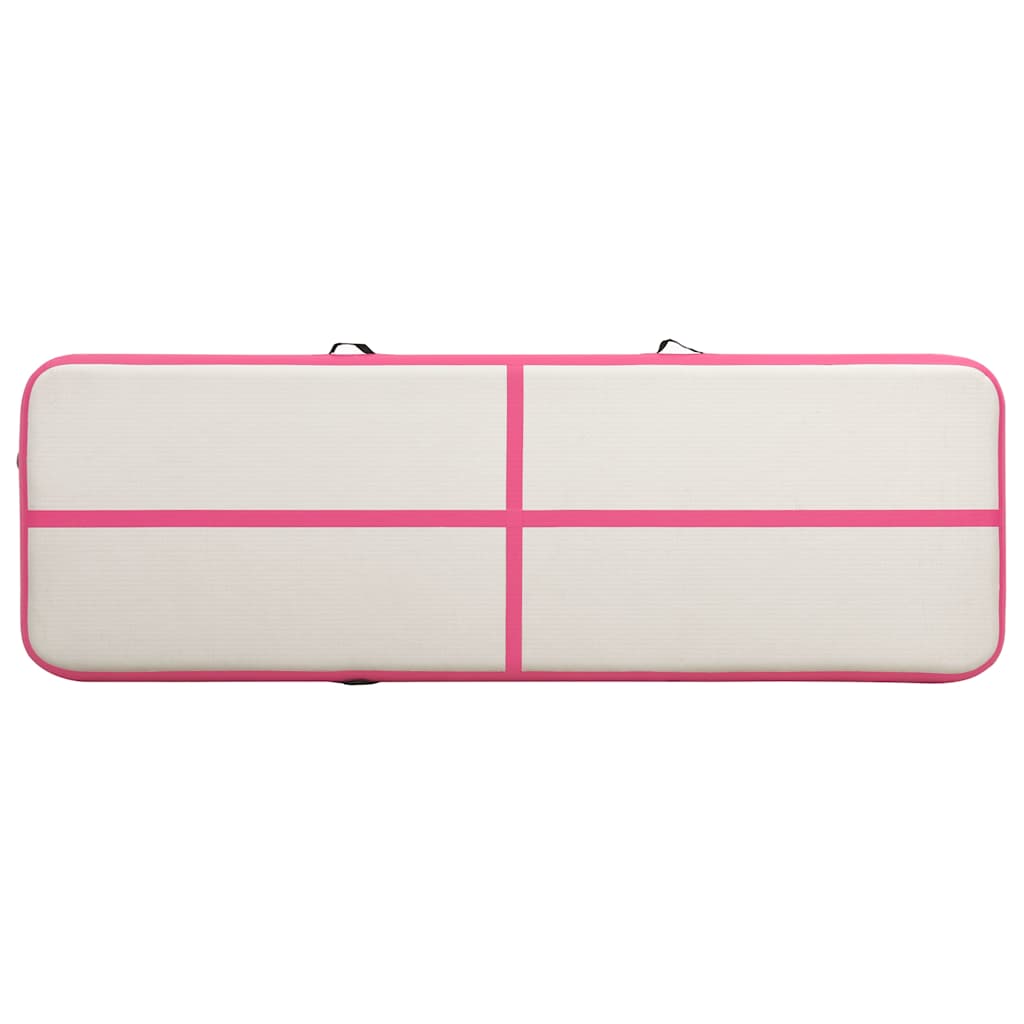 oppustelig gymnastikmåtte med pumpe 300x100x20 cm PVC lyserød