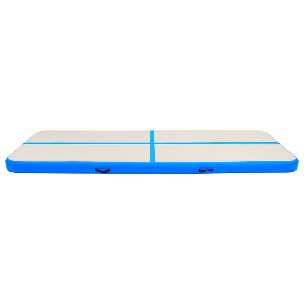 oppustelig gymnastikmåtte med pumpe 400x100x20 cm PVC blå
