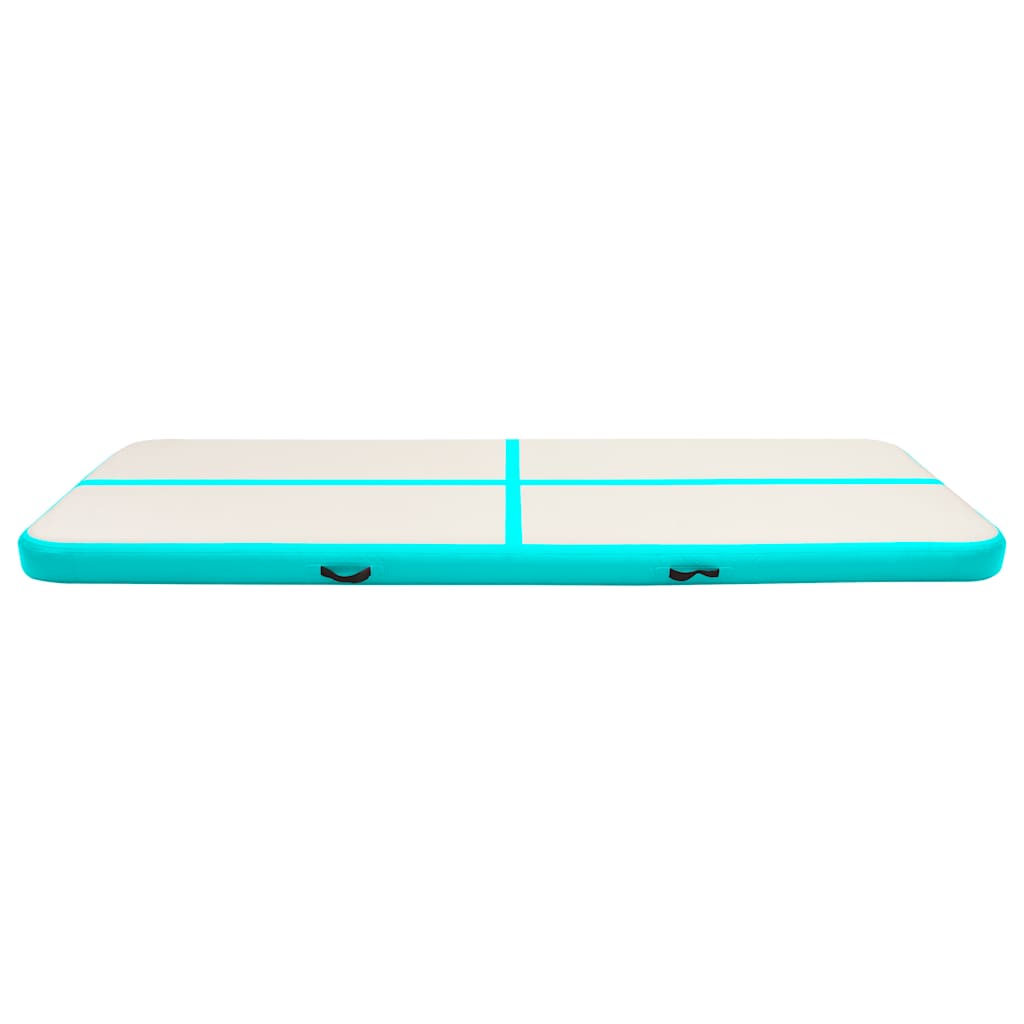 oppustelig gymnastikmåtte med pumpe 400x100x20 cm PVC grøn