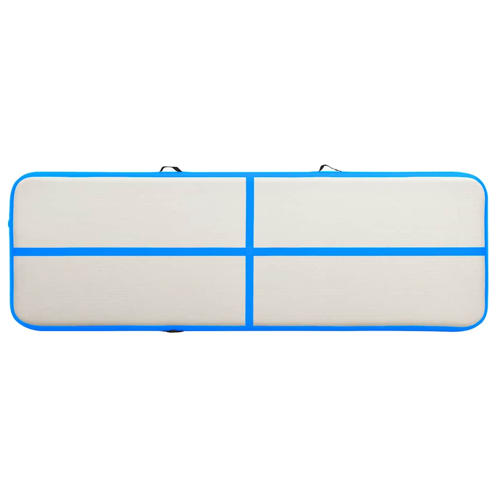 oppustelig gymnastikmåtte med pumpe 500x100x20 cm PVC blå
