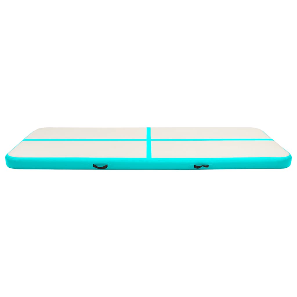 oppustelig gymnastikmåtte med pumpe 500x100x20 cm PVC grøn