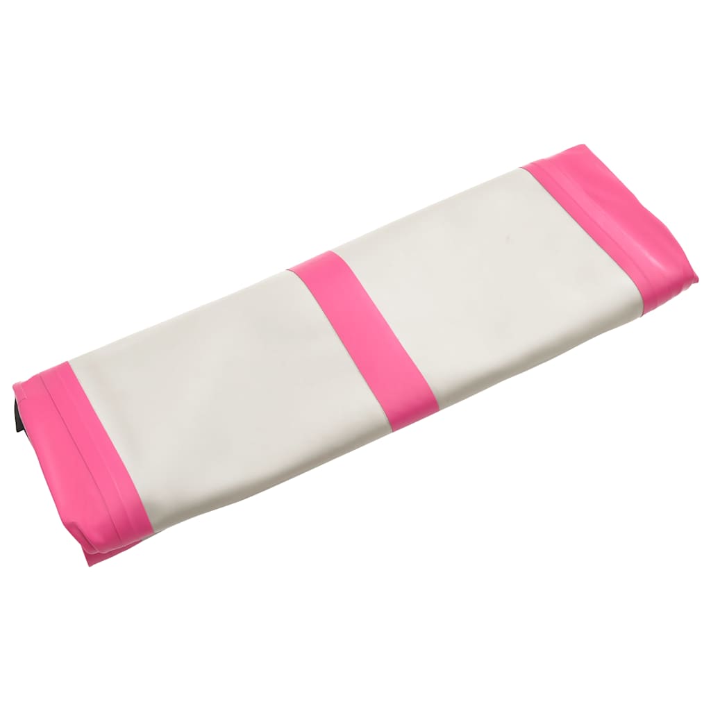 oppustelig gymnastikmåtte med pumpe 600x100x20 cm PVC lyserød