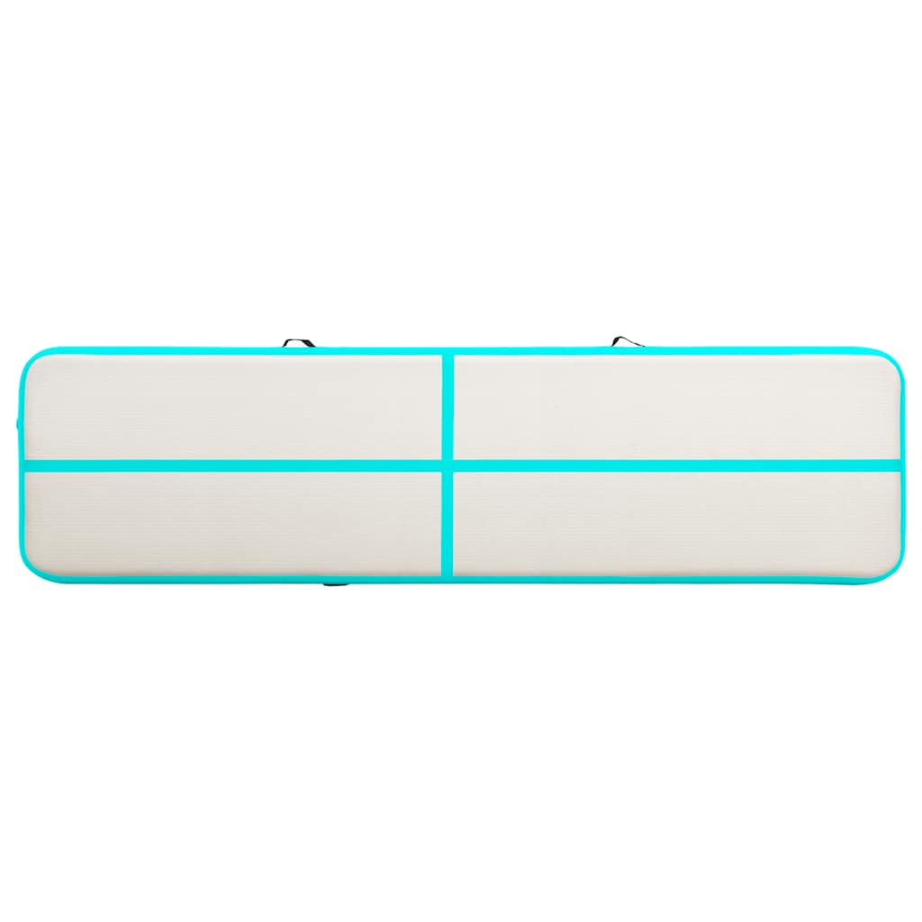 oppustelig gymnastikmåtte med pumpe 600x100x20 cm PVC grøn