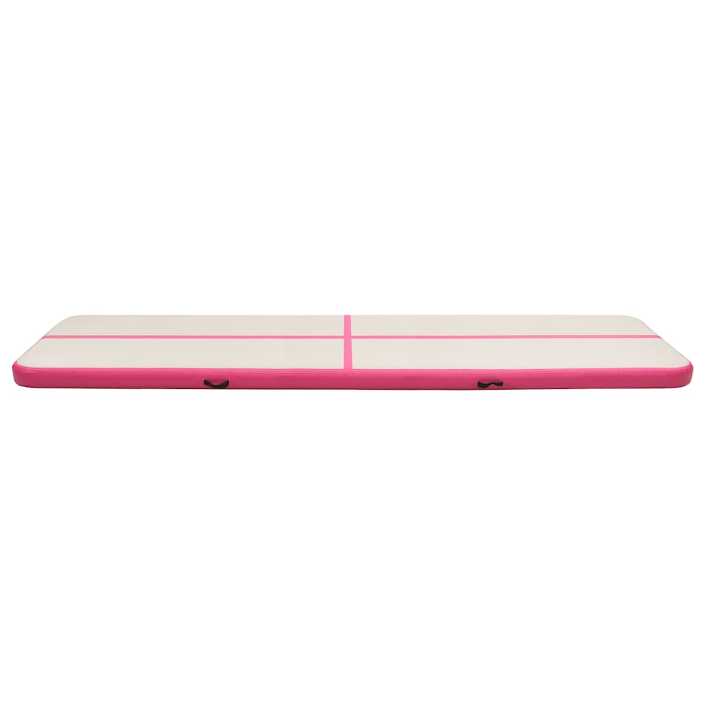 oppustelig gymnastikmåtte med pumpe 700x100x20 cm PVC lyserød
