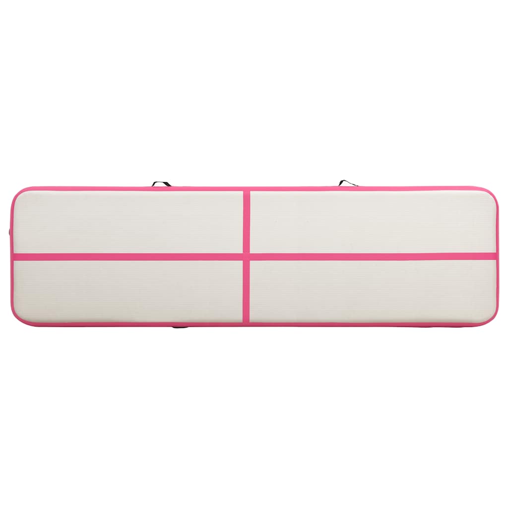 oppustelig gymnastikmåtte med pumpe 700x100x20 cm PVC lyserød