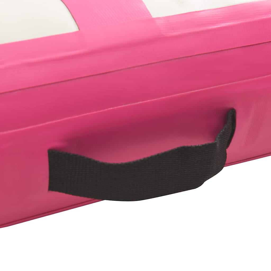 oppustelig gymnastikmåtte med pumpe 700x100x20 cm PVC lyserød