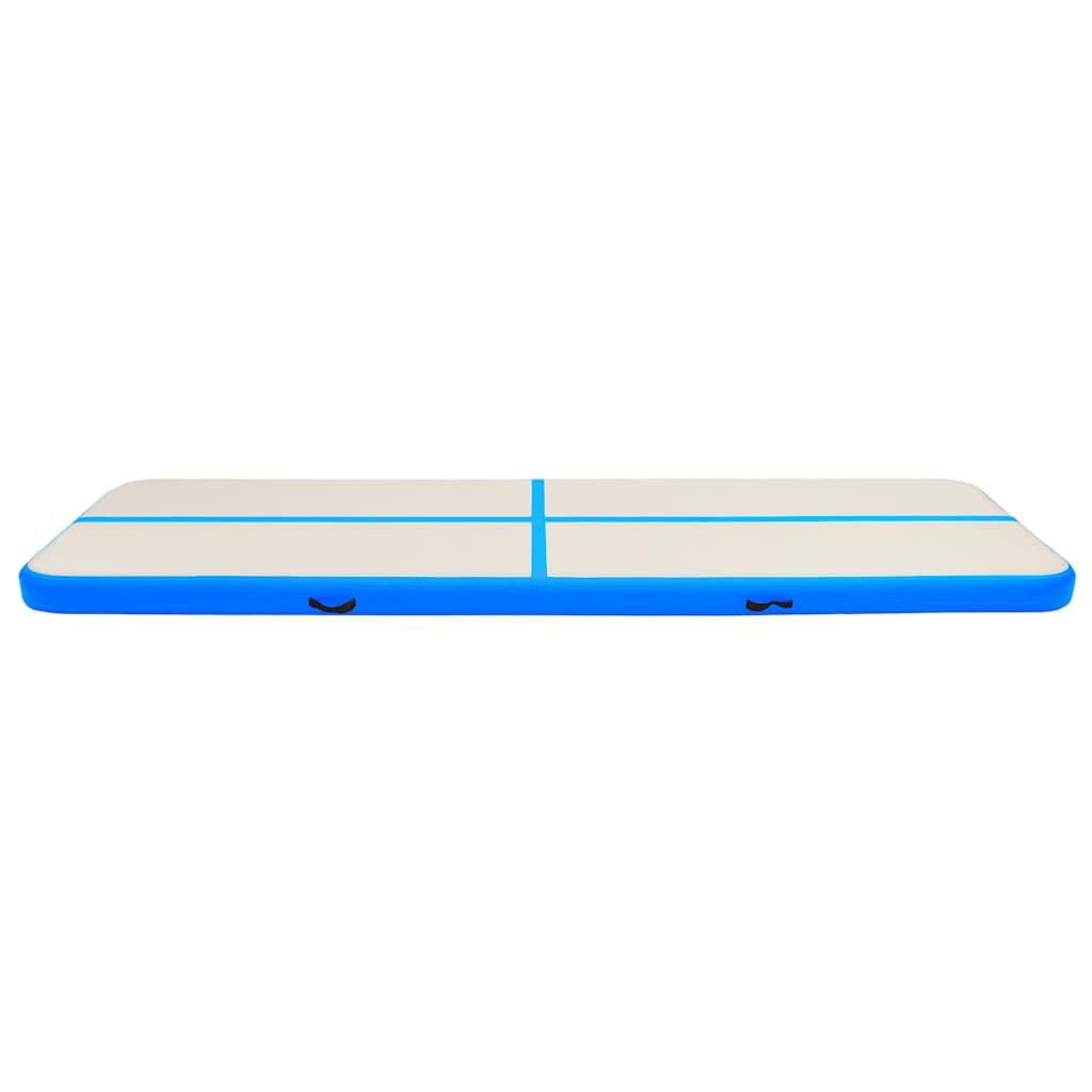 oppustelig gymnastikmåtte med pumpe 800x100x20 cm PVC blå