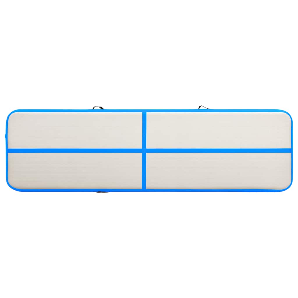 oppustelig gymnastikmåtte med pumpe 800x100x20 cm PVC blå