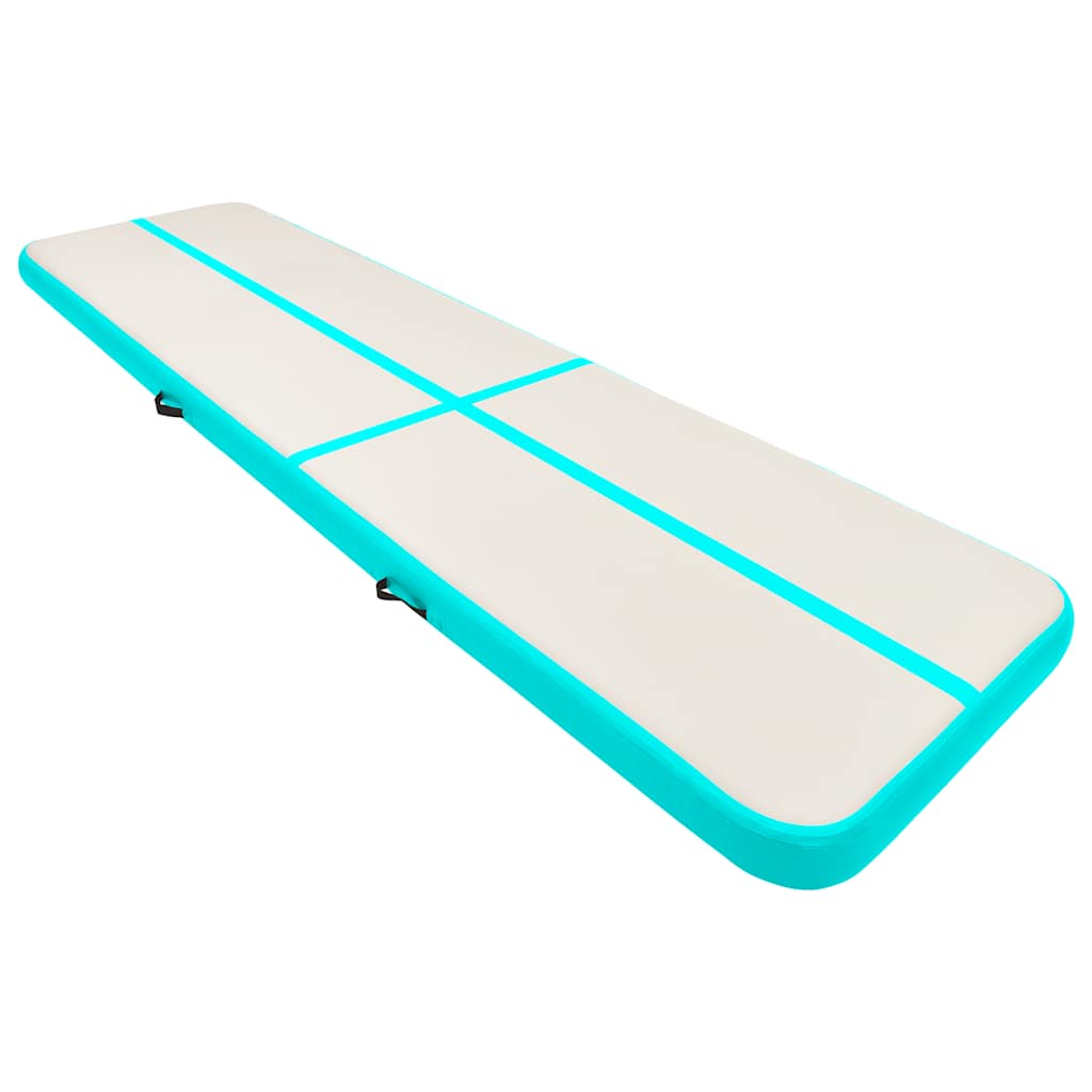 oppustelig gymnastikmåtte med pumpe 800x100x20 cm PVC grøn
