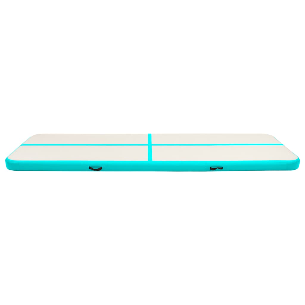 oppustelig gymnastikmåtte med pumpe 800x100x20 cm PVC grøn