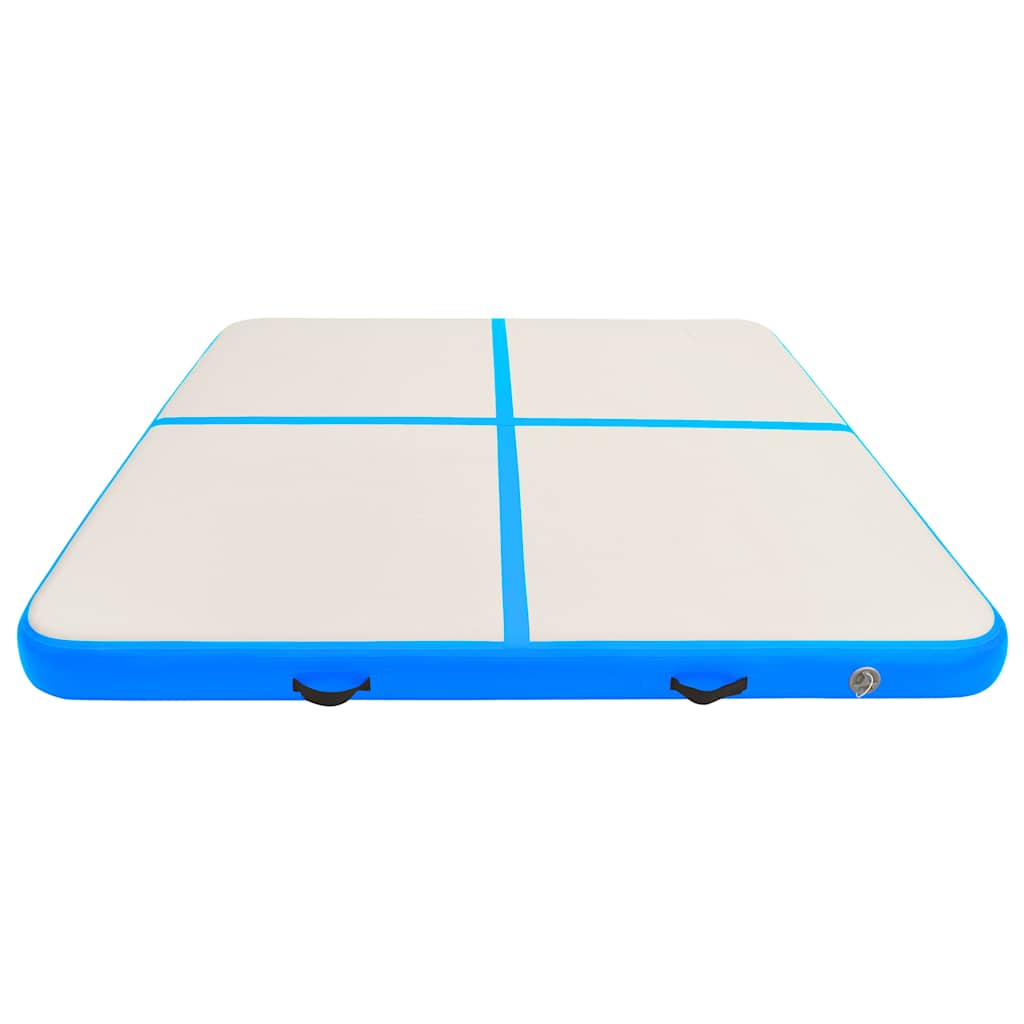 oppustelig gymnastikmåtte m. pumpe 200x200x15 cm PVC blå