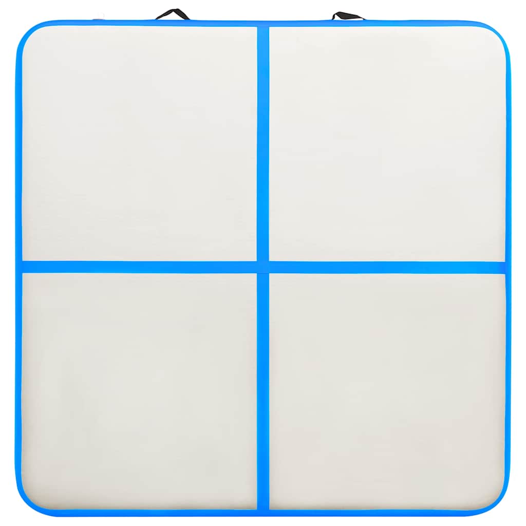 oppustelig gymnastikmåtte m. pumpe 200x200x15 cm PVC blå