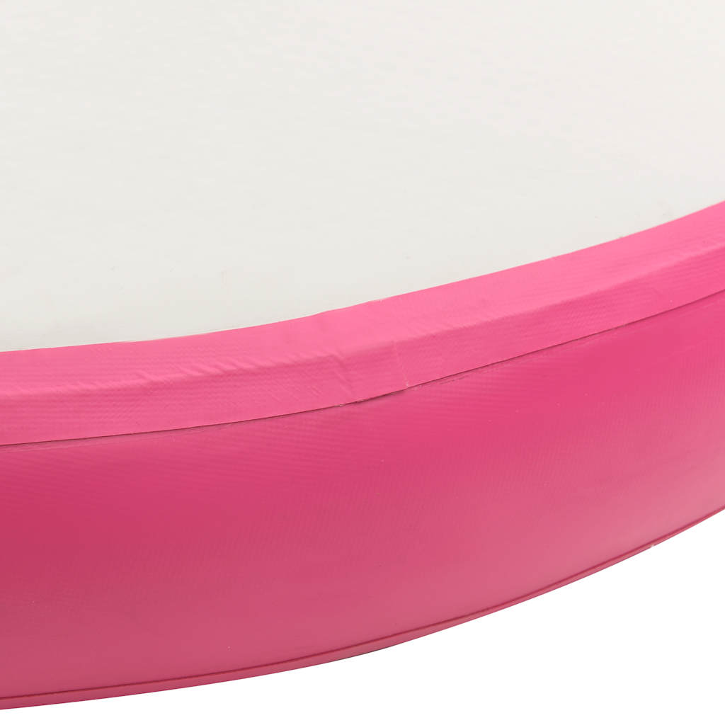 oppustelig gymnastikmåtte med pumpe 100x100x10 cm PVC lyserød