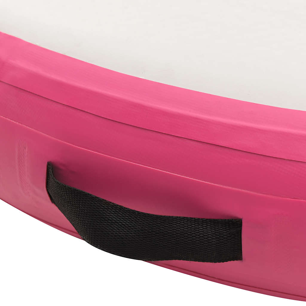 oppustelig gymnastikmåtte med pumpe 100x100x10 cm PVC lyserød