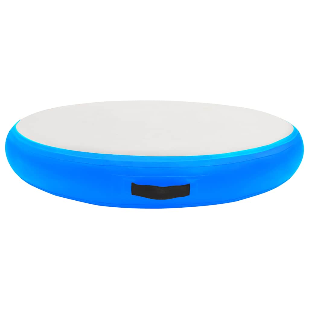 oppustelig gymnastikmåtte med pumpe 100x100x10 cm PVC blå