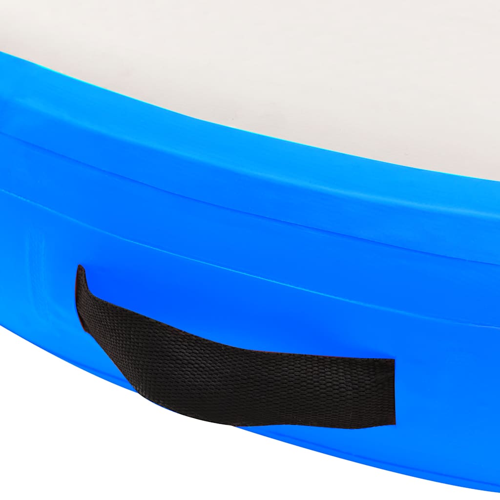 oppustelig gymnastikmåtte med pumpe 100x100x10 cm PVC blå
