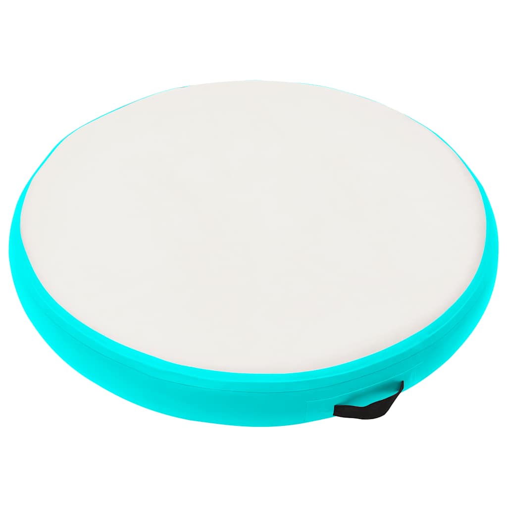 oppustelig gymnastikmåtte med pumpe 100x100x10 cm PVC grøn