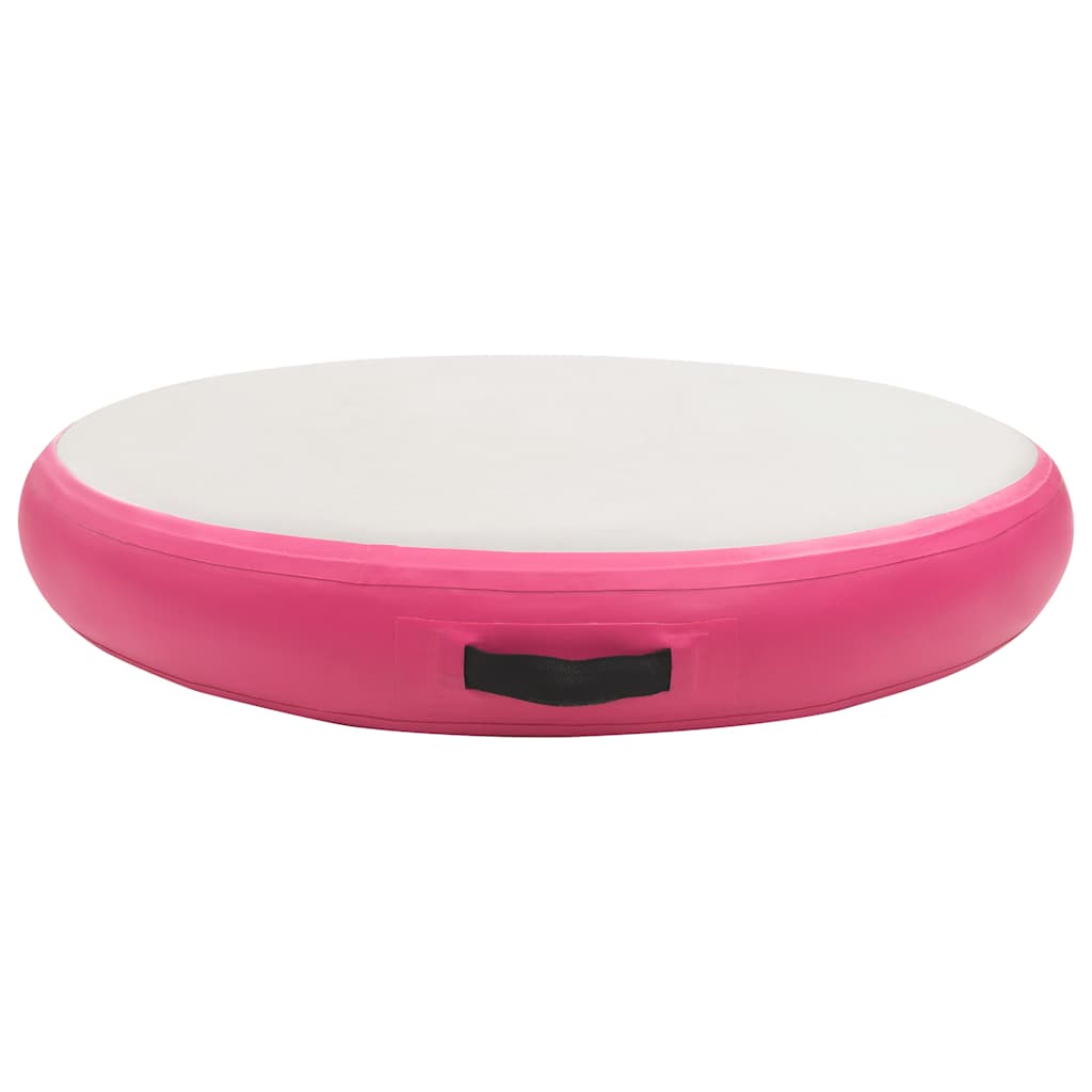 oppustelig gymnastikmåtte med pumpe 100x100x15 cm PVC pink