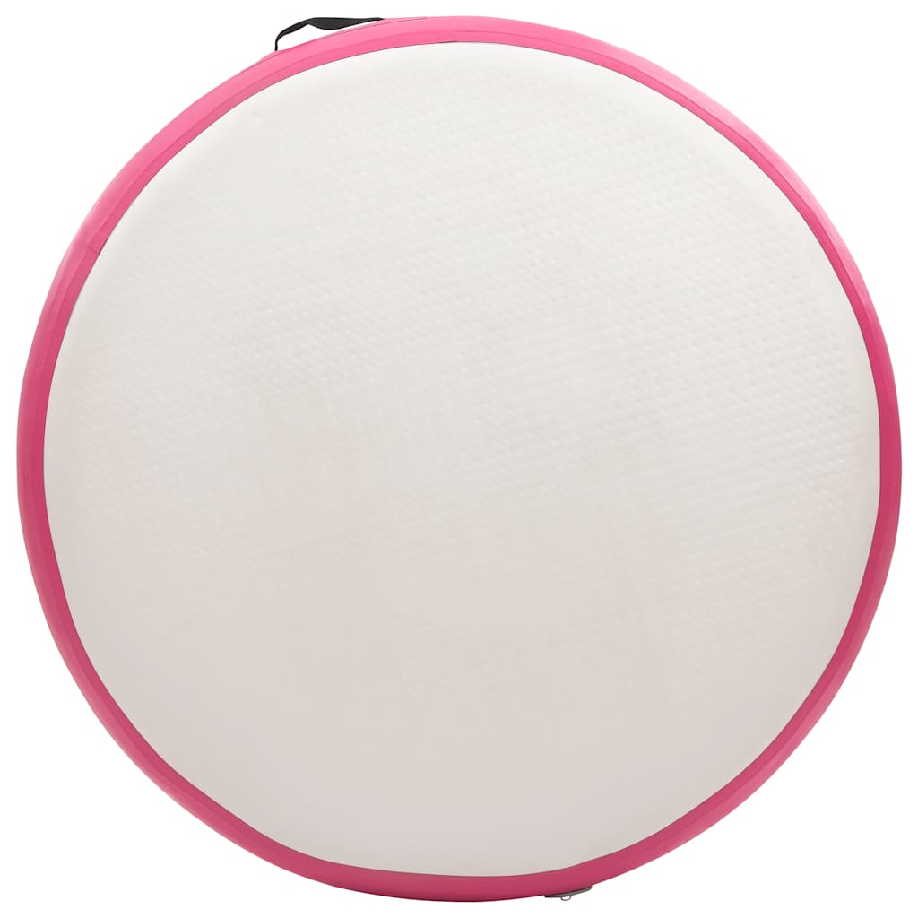 oppustelig gymnastikmåtte med pumpe 100x100x15 cm PVC pink