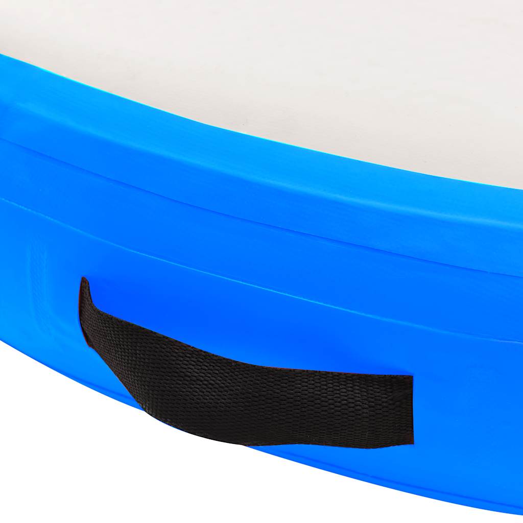 oppustelig gymnastikmåtte med pumpe 100x100x15 cm PVC blå