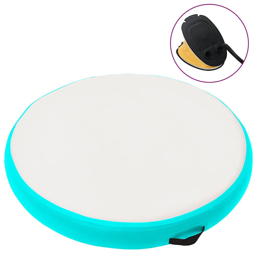 oppustelig gymnastikmåtte med pumpe 100x100x15 cm PVC grøn