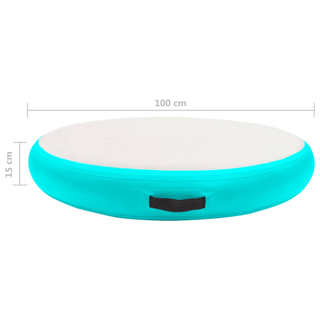 oppustelig gymnastikmåtte med pumpe 100x100x15 cm PVC grøn