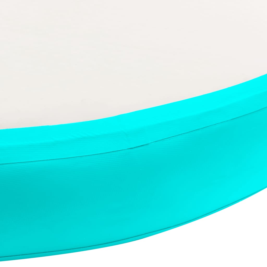 oppustelig gymnastikmåtte med pumpe 100x100x15 cm PVC grøn