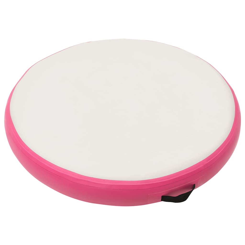 oppustelig gymnastikmåtte med pumpe 100x100x20 cm PVC lyserød