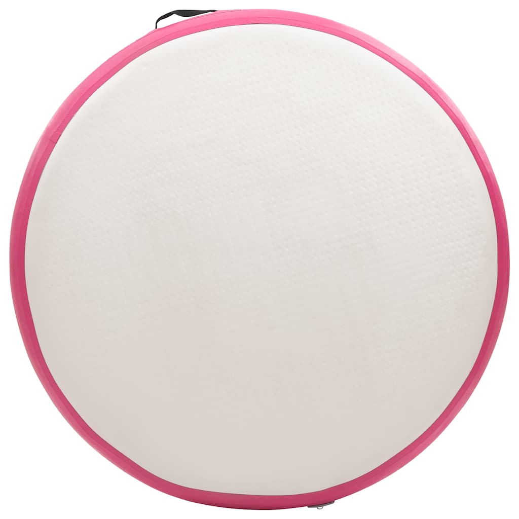 oppustelig gymnastikmåtte med pumpe 100x100x20 cm PVC lyserød