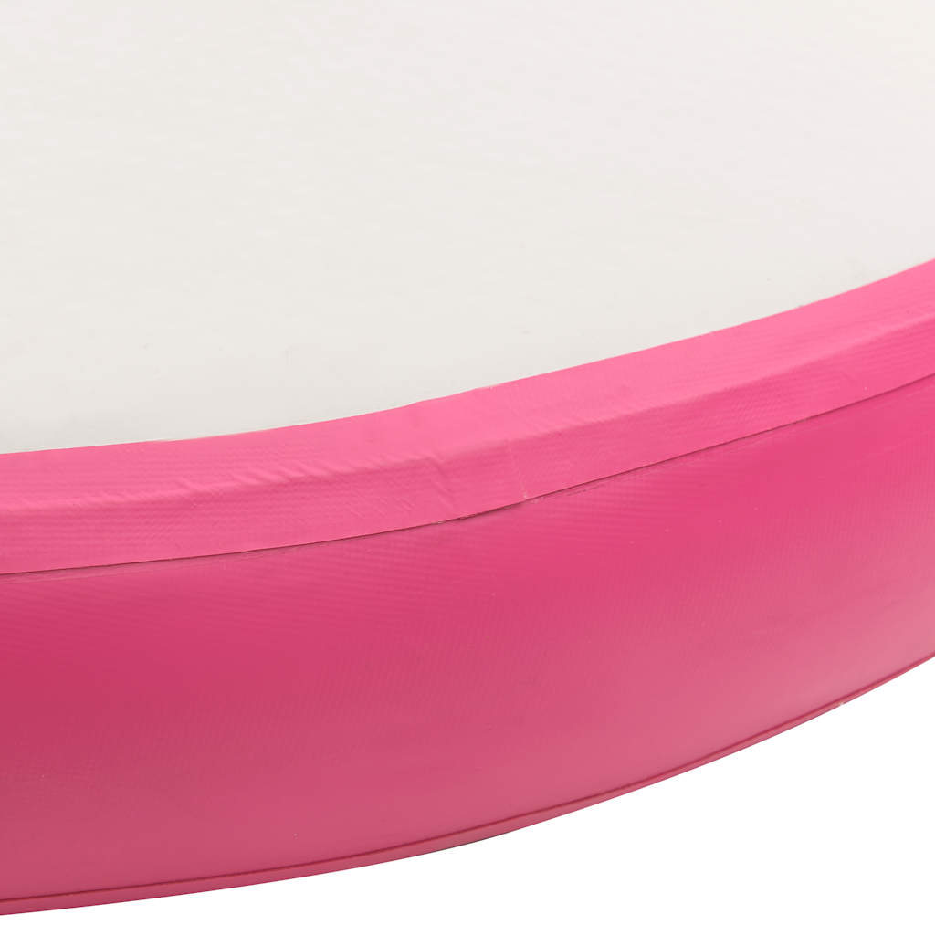 oppustelig gymnastikmåtte med pumpe 100x100x20 cm PVC lyserød