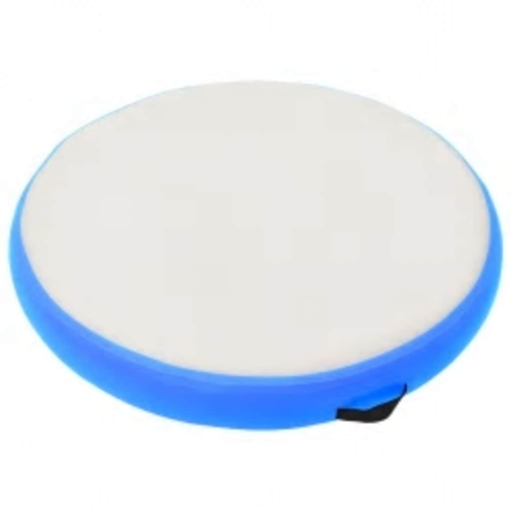 oppustelig gymnastikmåtte med pumpe 100x100x20 cm PVC blå