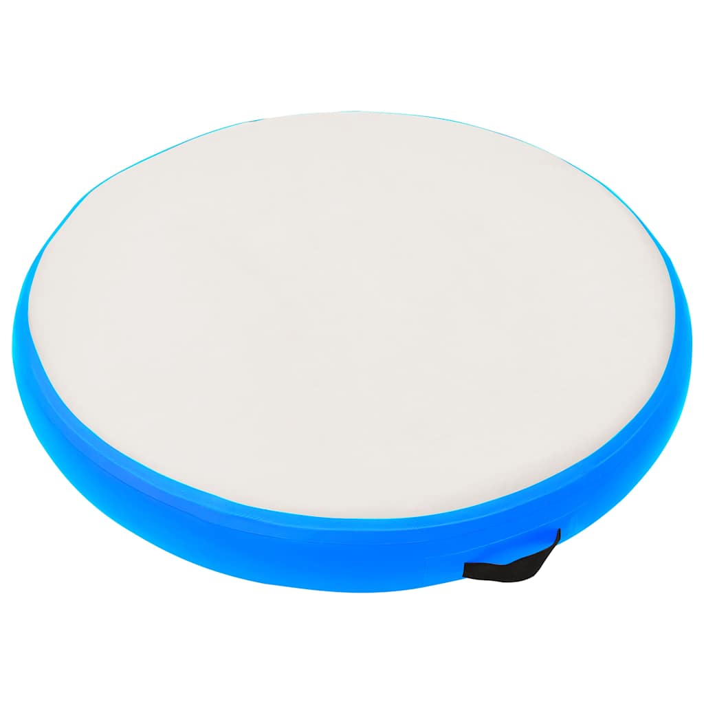 oppustelig gymnastikmåtte med pumpe 100x100x20 cm PVC blå