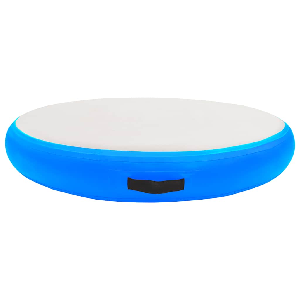 oppustelig gymnastikmåtte med pumpe 100x100x20 cm PVC blå