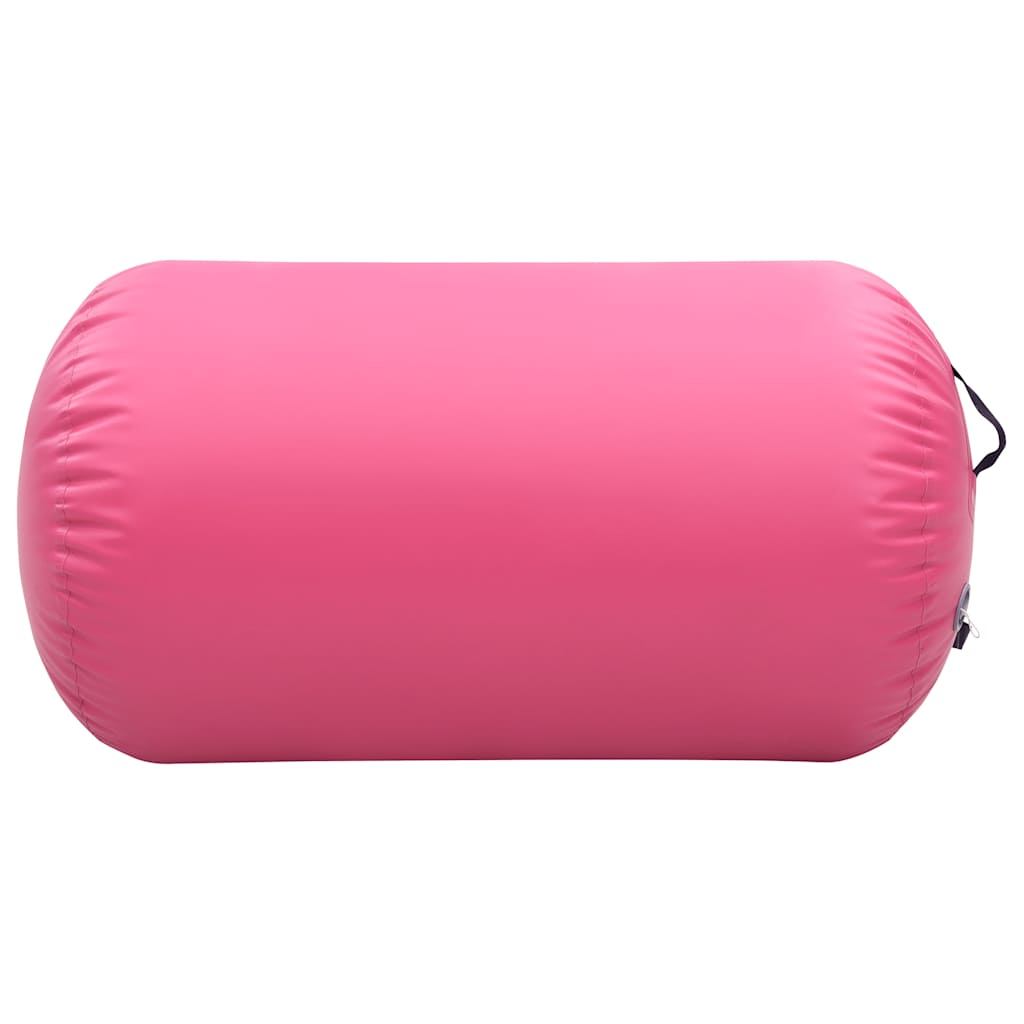 oppustelig gymnastikrulle med pumpe 100x60 cm PVC lyserød