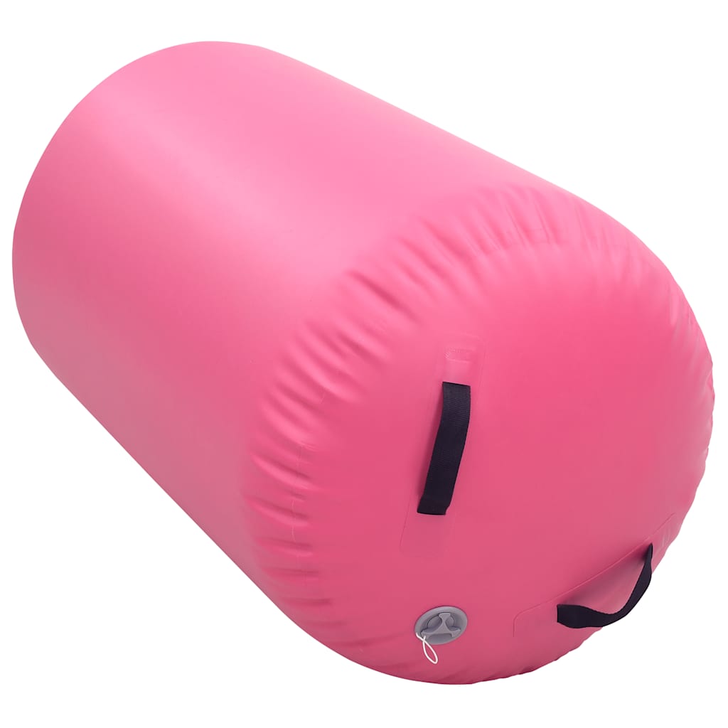 oppustelig gymnastikrulle med pumpe 100x60 cm PVC lyserød
