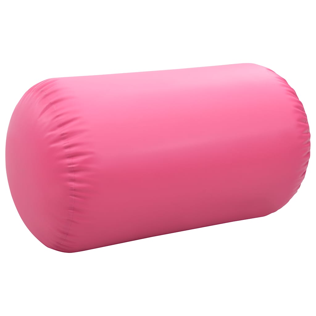 oppustelig gymnastikrulle med pumpe 100x60 cm PVC lyserød