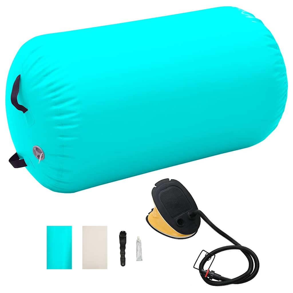 oppustelig gymnastikrulle med pumpe 100x60 cm PVC grøn