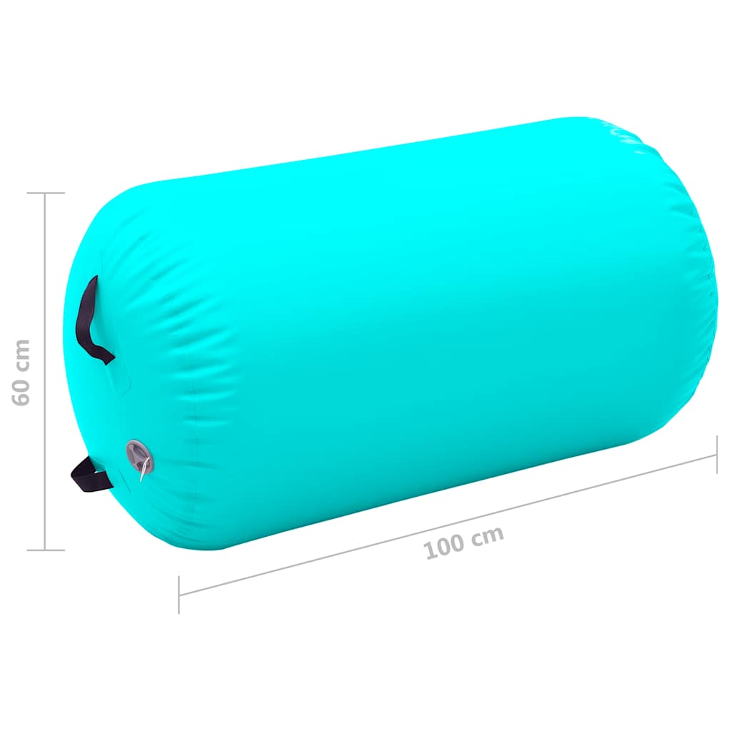 oppustelig gymnastikrulle med pumpe 100x60 cm PVC grøn
