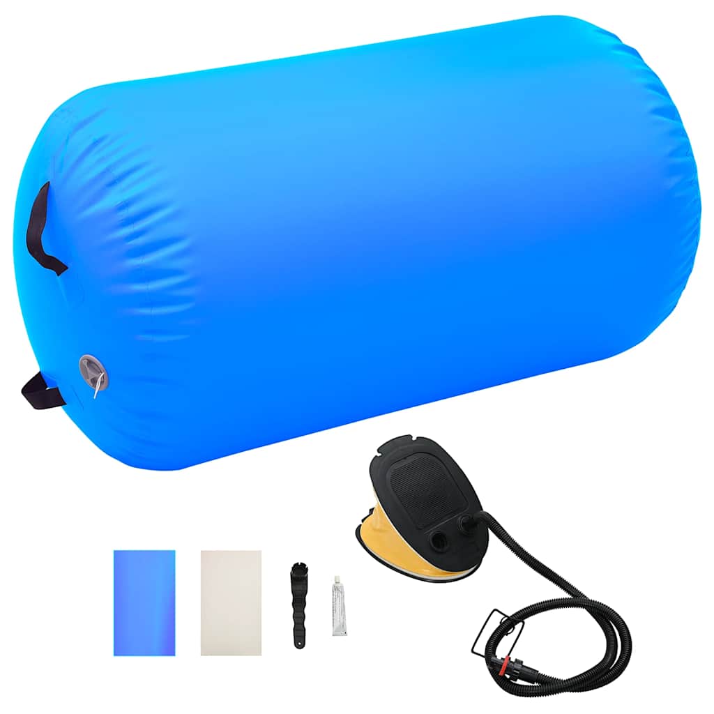 oppustelig gymnastikrulle med pumpe 100x60 cm PVC blå