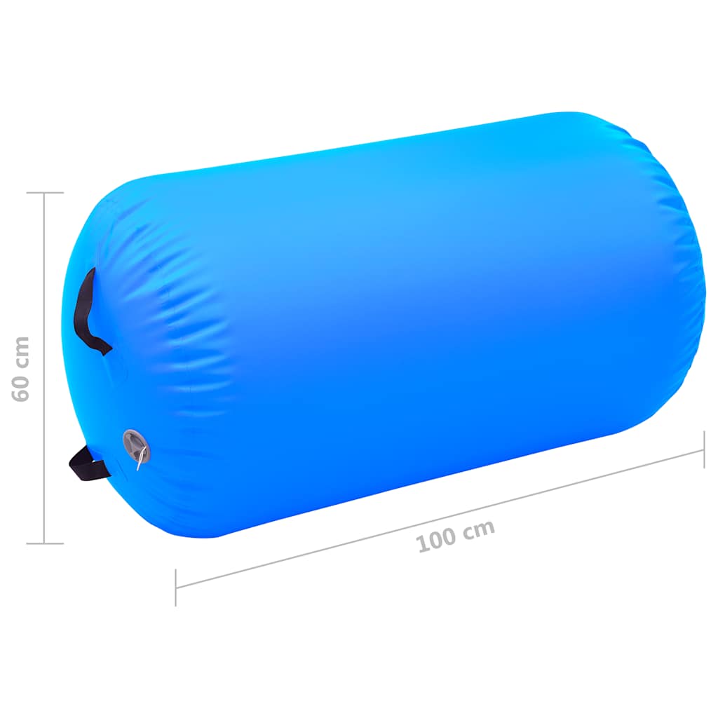 oppustelig gymnastikrulle med pumpe 100x60 cm PVC blå
