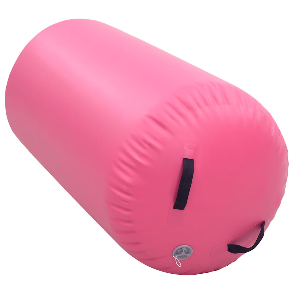 oppustelig gymnastikrulle med pumpe 120x75 cm PVC lyserød