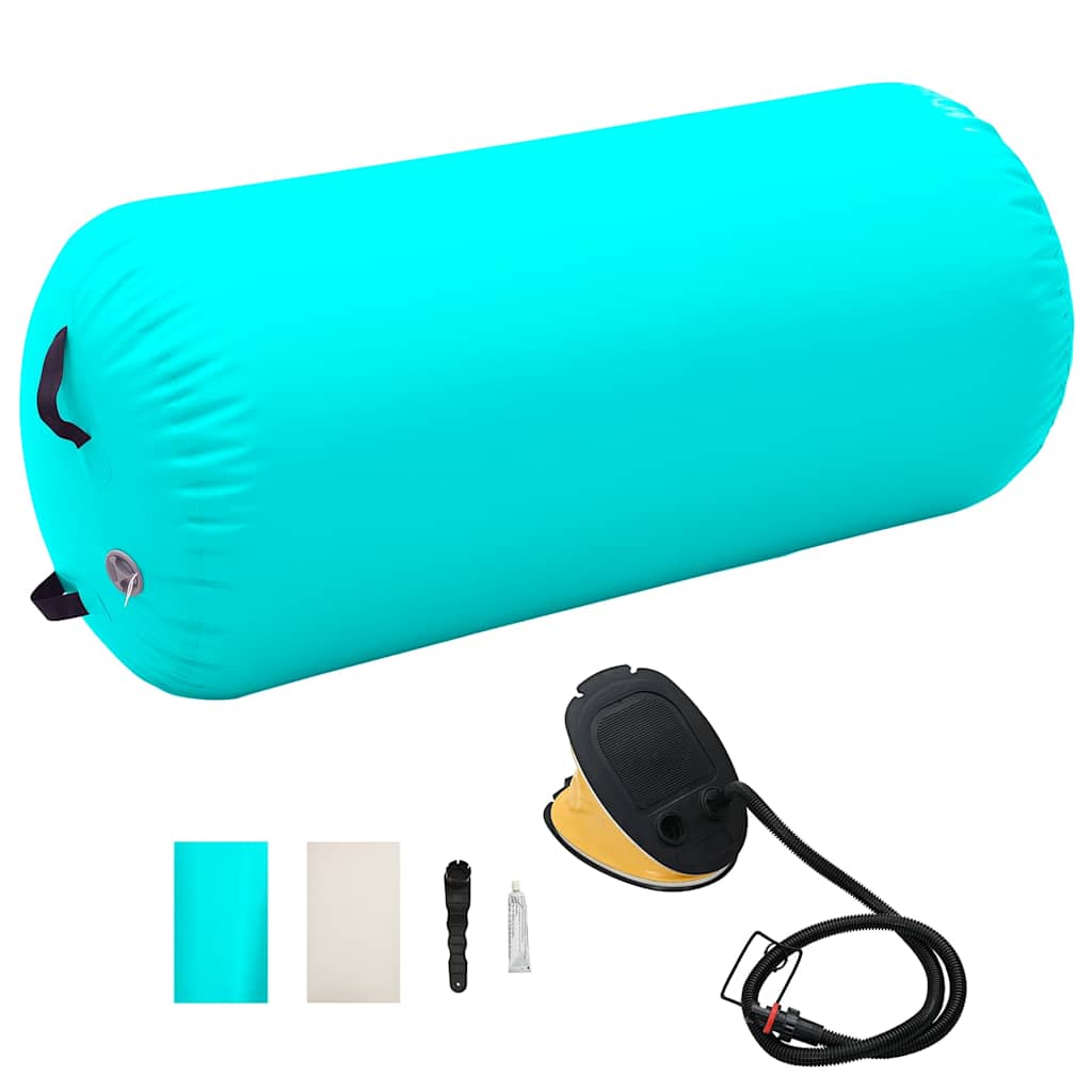 oppustelig gymnastikrulle med pumpe 120x75 cm PVC grøn