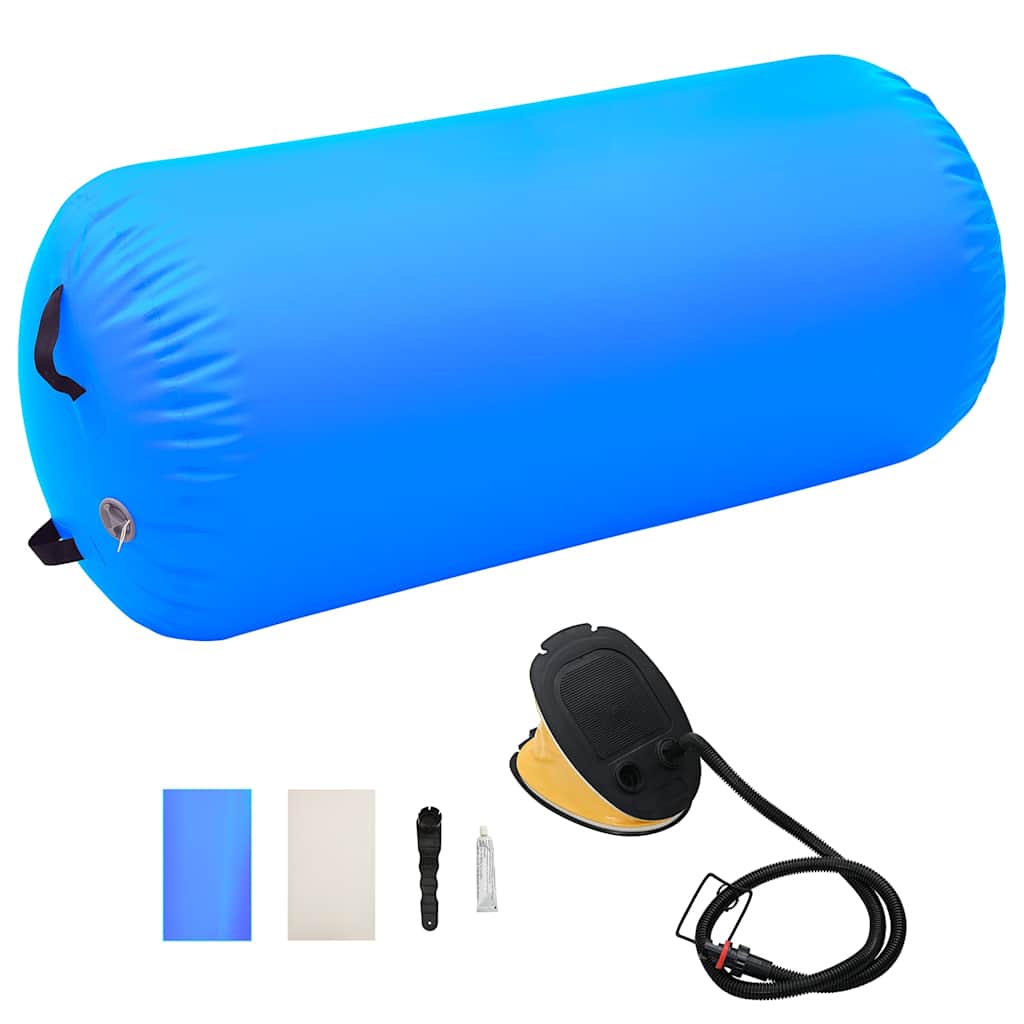 oppustelig gymnastikrulle med pumpe 120x75 cm PVC blå