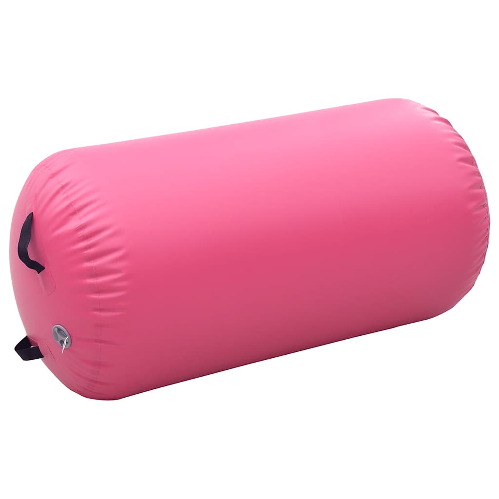 oppustelig gymnastikrulle med pumpe 120x90 cm PVC lyserød