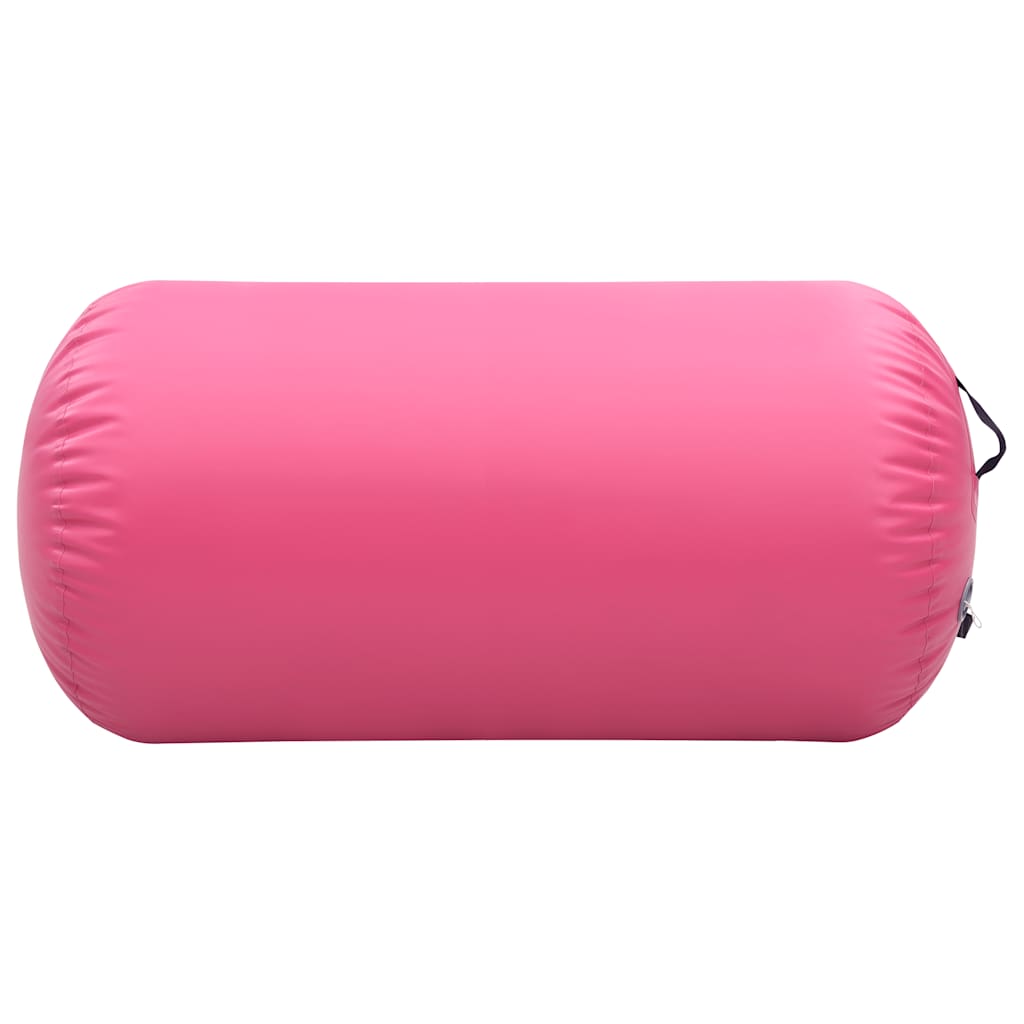 oppustelig gymnastikrulle med pumpe 120x90 cm PVC lyserød