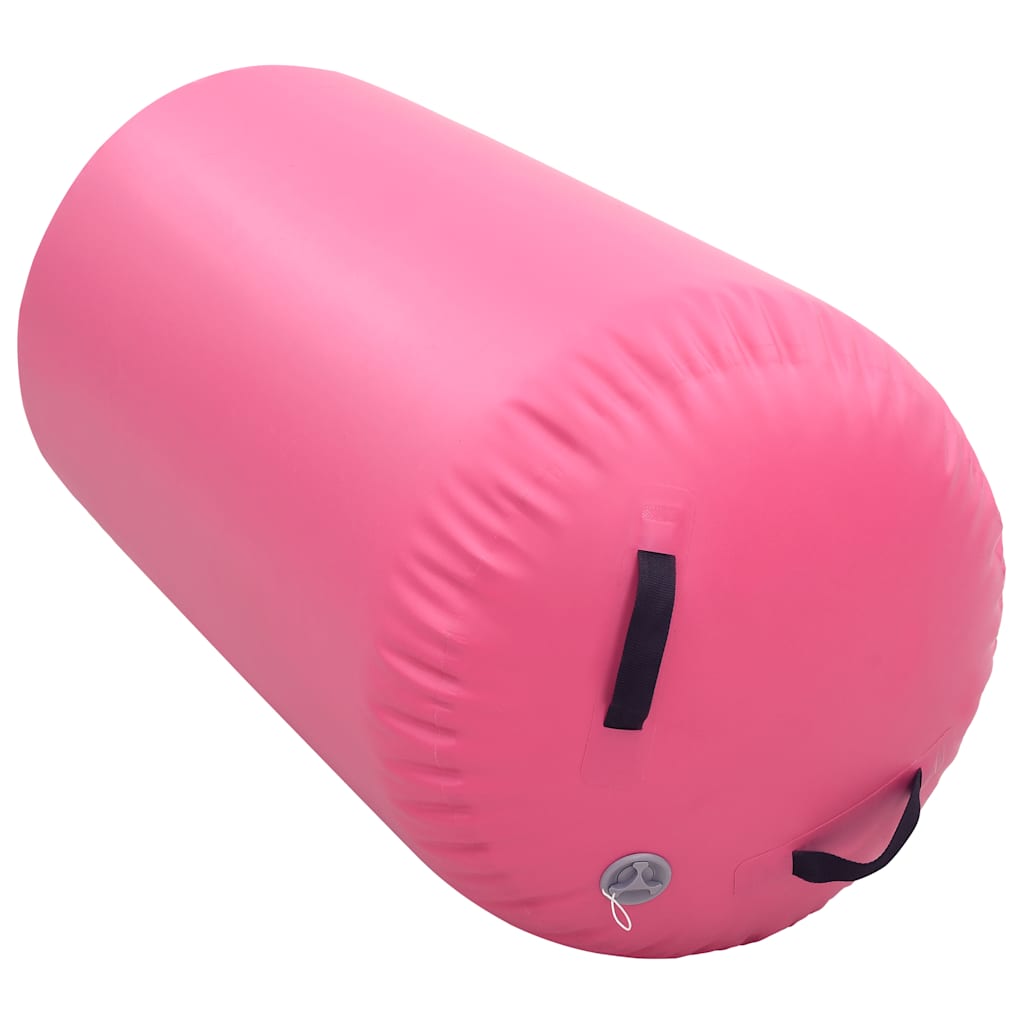 oppustelig gymnastikrulle med pumpe 120x90 cm PVC lyserød
